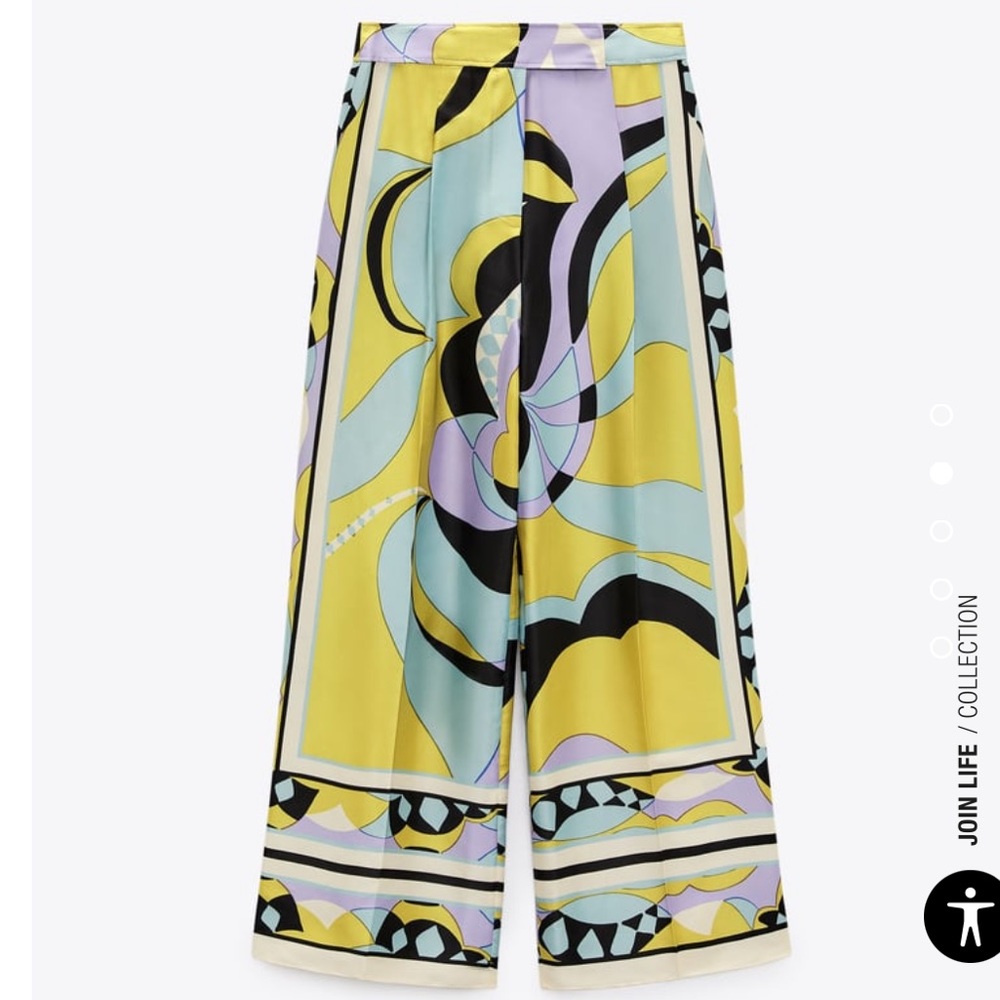 ZARA PRINTED WIDE LEG PANTS
